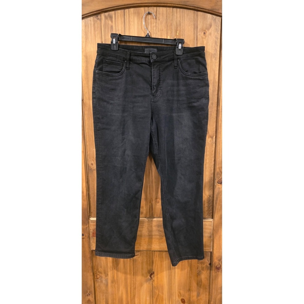 Kut From The Kloth Cropped Jeans Womens 14 Black Dark Wash Denim 5 Pocket Design